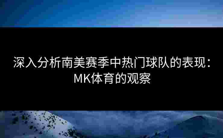 深入分析南美赛季中热门球队的表现：MK体育的观察