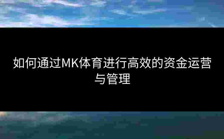如何通过MK体育进行高效的资金运营与管理