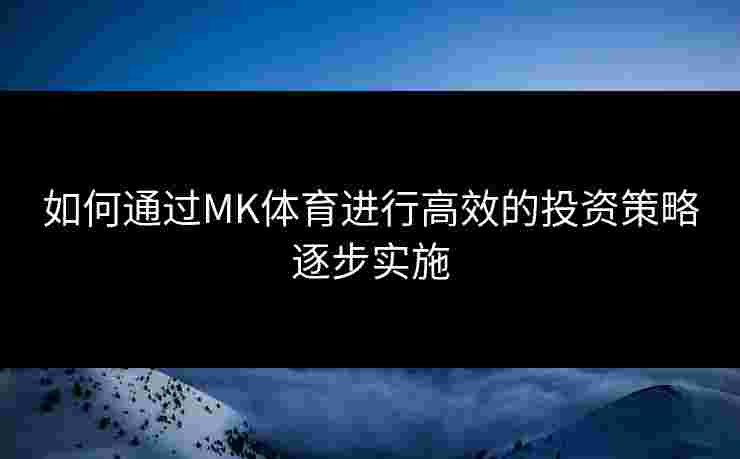 如何通过MK体育进行高效的投资策略逐步实施